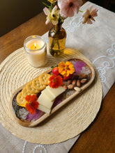 Load image into Gallery viewer, Wooden Vintage Sunflower Vanity Tray, 12 inches x 5 inches, real pressed flower in resin, FDA food safe resin