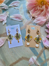 Load image into Gallery viewer, Flower Tile Collection- Vintage Glass Bead, Lavender  Earrings