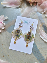 Load image into Gallery viewer, Flower Tile Collection- Vintage Glass Bead, Lavender  Earrings