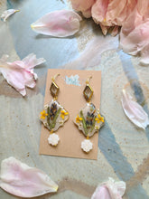 Load image into Gallery viewer, Flower Tile Collection- Vintage Glass Bead, Lavender  Earrings