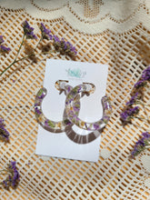 Load image into Gallery viewer, Flower Hoop Collection- Everyday Thin Hoops, purple Statice