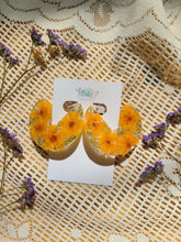 Load image into Gallery viewer, Flower Hoop Collection- statement large hoop earrings, orange Marigold