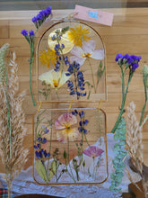 Load image into Gallery viewer, Wall Decor- Wooden dome frame, two-part wall decor, California Poppies & wildflowers