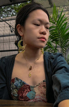 Load image into Gallery viewer, Fall Collection- Vintage Glass beads, hydrangea, moon earrings