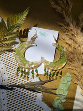 Load image into Gallery viewer, Fall Collection- Vintage Glass beads, ferns, moon earrings