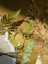 Load image into Gallery viewer, Fall Collection- Vintage Glass beads, ferns, moon earrings