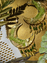 Load image into Gallery viewer, Fall Collection- Vintage Glass beads, ferns, moon earrings