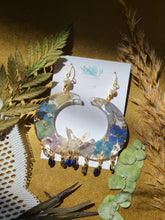 Load image into Gallery viewer, Fall Collection- Vintage Glass beads, hydrangea, moon earrings