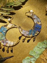 Load image into Gallery viewer, Fall Collection- Vintage Glass beads, hydrangea, moon earrings
