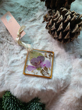 Load image into Gallery viewer, Holiday Ornament- small geometric shapes with pressed flowers