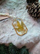Load image into Gallery viewer, Holiday Ornament- small geometric shapes with pressed flowers