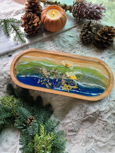 Load image into Gallery viewer, Large Oval Wooden California Coast Poppy Vanity Tray, 14inches x 6 inches, real pressed flower in resin, FDA food safe resin