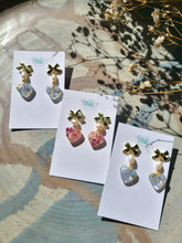 Load image into Gallery viewer, Galentines Day Collection- Golden Bow with little hearts, freshwater pearls