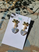 Load image into Gallery viewer, Galentines Day Collection- Golden Bow with little hearts, freshwater pearls