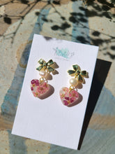Load image into Gallery viewer, Galentines Day Collection- Golden Bow with little hearts, freshwater pearls