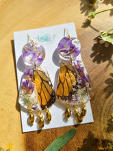 Load image into Gallery viewer, Spring Butterfly Collection- embedded Monarch Wings in resin with purple stastice