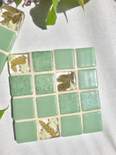 Load image into Gallery viewer, Tiled Coaster- Little ferns, 4x4, light sage green
