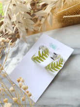 Load image into Gallery viewer, Spring Flower Hoop- Chic Huggie Hoops, ferns
