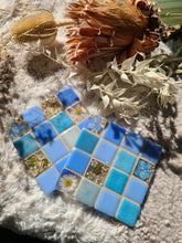 Load image into Gallery viewer, Tiled Coaster- spring hydrangeas, 4x4, light blue