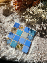 Load image into Gallery viewer, Tiled Coaster- spring hydrangeas, 4x4, light blue