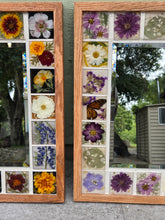 Load image into Gallery viewer, Large Native California Floral Tile Mirror on reclaimed Red Oak Frames