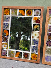 Load image into Gallery viewer, Large Native California Floral Tile Mirror on reclaimed Red Oak Frames