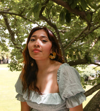 Load image into Gallery viewer, Flower Hoop Collection- statement large hoop earrings, orange Marigold