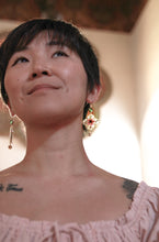 Load image into Gallery viewer, Flower Tile Collection- Vintage Green Glass Bead, Opaque Jade Earrings