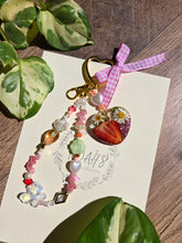 Load image into Gallery viewer, Bag Charm- Summer Strawberry Charms with Gingham Ribbon