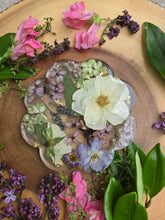 Load image into Gallery viewer, Spring Blossom flower Coaster, real pressed flower in resin, FDA food safe resin