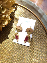 Load image into Gallery viewer, Fall Collection- Dark red amaranthus garden dangles, hammered brass