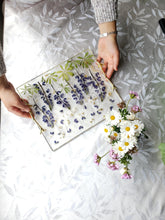 Load image into Gallery viewer, Rose Tray, charcuterie board,12 inches x 10 inches, metal twig handle, made with FDA food safe resin