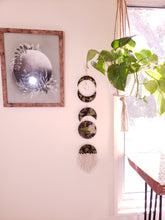 Load image into Gallery viewer, Moon Phase floral wall decor, Resin wall hangings, crystal drop, handmade tassels