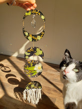 Load image into Gallery viewer, Moon Phase floral wall decor, Resin wall hangings, crystal drop, handmade tassels