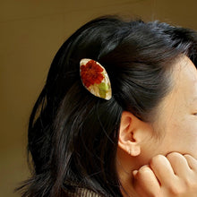 Load image into Gallery viewer, Rose Barrette, real pressed flowers in resin, French auto-lock barrette back, handmade hair clips, 2.25 inches clips