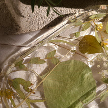 Load image into Gallery viewer, Eucalyptus Vanity Tray, 7 inches x 3.75 inches, real pressed flower in resin, FDA food safe resin