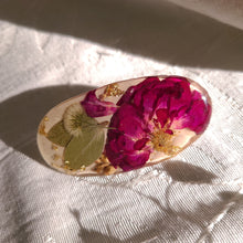 Load image into Gallery viewer, Rose Barrette, real pressed flowers in resin, French auto-lock barrette back, handmade hair clips, 2.25 inches clips