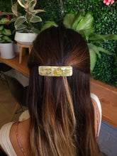 Load image into Gallery viewer, Large 3 inch California Poppy barrettes, real pressed flowers in resin, French auto-lock
