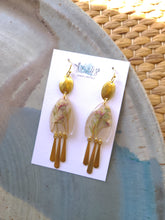 Load image into Gallery viewer, Spring collection-dusty pink blossom, real pressed flower in resin, brass tassels