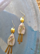 Load image into Gallery viewer, Spring collection-dusty pink blossom, real pressed flower in resin, brass tassels
