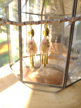 Load image into Gallery viewer, Spring collection-dusty pink blossom, real pressed flower in resin, brass tassels