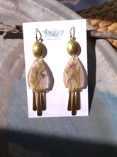 Load image into Gallery viewer, Spring collection-dusty pink blossom, real pressed flower in resin, brass tassels