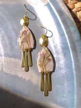 Load image into Gallery viewer, Spring collection-dusty pink blossom, real pressed flower in resin, brass tassels