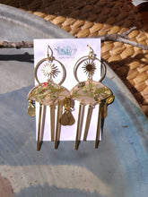 Load image into Gallery viewer, Spring collection- Sun Goddess, dusty pink blossom, real pressed flower in resin, hammered brass,