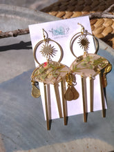 Load image into Gallery viewer, Spring collection- Sun Goddess, dusty pink blossom, real pressed flower in resin, hammered brass,