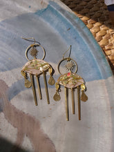 Load image into Gallery viewer, Spring collection- Sun Goddess, dusty pink blossom, real pressed flower in resin, hammered brass,