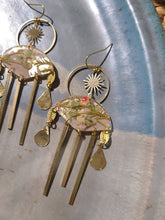 Load image into Gallery viewer, Spring collection- Sun Goddess, dusty pink blossom, real pressed flower in resin, hammered brass,