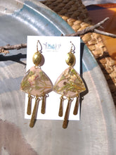 Load image into Gallery viewer, Spring collection-dusty pink blossom, real pressed flower in resin, hammered brass,