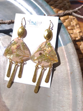 Load image into Gallery viewer, Spring collection-dusty pink blossom, real pressed flower in resin, hammered brass,