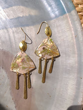 Load image into Gallery viewer, Spring collection-dusty pink blossom, real pressed flower in resin, hammered brass,